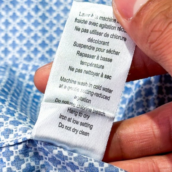 Private Member- Stylish Cotton Blue Patterned Button Down Shirt - Picture 8 of 8